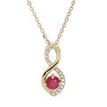 Collier en plaqu&eacute; or cha&icirc;ne avec pendentif infini oxydes rose et blancs sertis 40+5cm
