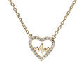 Collier en plaqu&eacute; or avec pendentif coeur avec courbe oxydes blancs sertis 38+4cm Artemare