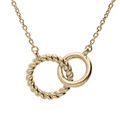 Collier en plaqu&eacute; or cha&icirc;ne avec pendentif double anneaux entremel&eacute;s lisse et torsade 40+4cm Artemare