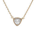 Collier en plaqu&eacute; or cha&icirc;ne avec pendentif goutte oxyde blanc serti clos 42+3cm