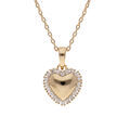 Collier en plaqu&eacute; or cha&icirc;ne avec pendentif coeur contour oxydes blancs sertis 42+3cm Artemare