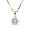 Collier en plaqu&eacute; or cha&icirc;ne avec pendentif soleil oxydes blancs sertis 40+3cm