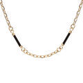 Collier en plaqu&eacute; or cha&icirc;ne et tubes noirs 45cm