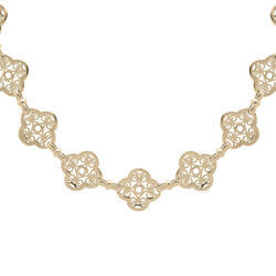 Collier en plaqu&eacute; or filigrane fleur 40+5cm