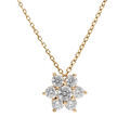 Collier en plaqu&eacute; or cha&icirc;ne avec pendentif marguerite oxydes blancs sertis 40+5cm Artemare