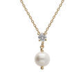 Colliers sur Artemare : Collier en plaqu&eacute; or cha&icirc;ne avec pendentif Perle de culture d'eau douce et oxyde blanc 38+4cm