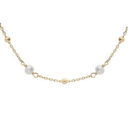 Collier en plaqu&eacute; or cha&icirc;ne avec perles de culture d'eau douce 38+4cm