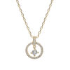 Collier en plaqu&eacute; or cha&icirc;ne avec pendentif cercle oxydes blancs sertis 40+4,5cm