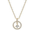 Colliers sur Artemare : Collier en plaqu&eacute; or cha&icirc;ne avec pendentif cercle oxydes blancs sertis 40+4,5cm