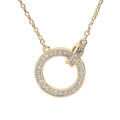 Collier en plaqu&eacute; or cha&icirc;ne avec 2 anneaux entrelac&eacute;s oxydes blancs sertis 40+4,5cm