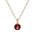 Collier en plaqu&eacute; or cha&icirc;ne avec pendentif pierre v&eacute;ritable Grenat 6,5mm 42+3cm