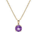Collier en plaqu&eacute; or cha&icirc;ne avec pendentif pierre v&eacute;ritable Am&eacute;thyste 6,5mm 42+3cm