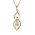 Collier en plaqu&eacute; or cha&icirc;ne avec pendentif 2 gouttes avec pastille oxydes blancs sertis 42+3cm