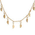 Colliers sur Artemare : Collier en plaqu&eacute; or cha&icirc;ne avec pampilles feuilles 42+3cm