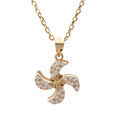 Collier en plaqu&eacute; or cha&icirc;ne avec pendentif h&eacute;lice (qui tourne) et oxydes blancs sertis 40+3cm