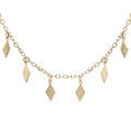 Collier en plaqu&eacute; or cha&icirc;ne avec multi plaquettes en forme losange 40+3cm