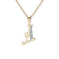 Collier en plaqu&eacute; or cha&icirc;ne avec pendentif initiale A oxydes blancs sertis 42+3cm
