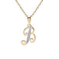 Collier en plaqu&eacute; or cha&icirc;ne avec pendentif initiale B oxydes blancs sertis 42+3cm Artemare