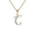 Collier en plaqu&eacute; or cha&icirc;ne avec pendentif initiale C oxydes blancs sertis 42+3cm Artemare