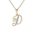 Collier en plaqu&eacute; or cha&icirc;ne avec pendentif initiale D oxydes blancs sertis 42+3cm Artemare
