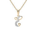 Collier en plaqu&eacute; or cha&icirc;ne avec pendentif initiale E oxydes blancs sertis 42+3cm Artemare
