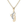 Collier en plaqu&eacute; or cha&icirc;ne avec pendentif initiale G oxydes blancs sertis 42+3cm Artemare