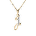 Collier en plaqu&eacute; or cha&icirc;ne avec pendentif initiale J oxydes blancs sertis 42+3cm
