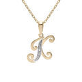 Collier en plaqu&eacute; or cha&icirc;ne avec pendentif initiale K oxydes blancs sertis 42+3cm Artemare