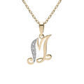 Collier en plaqu&eacute; or cha&icirc;ne avec pendentif initiale M oxydes blancs sertis 42+3cm Artemare