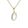 Collier en plaqu&eacute; or cha&icirc;ne avec pendentif initiale O oxydes blancs sertis 42+3cm