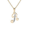 Collier en plaqu&eacute; or cha&icirc;ne avec pendentif initiale R oxydes blancs sertis 42+3cm Artemare