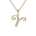 Colliers sur Artemare : Collier en plaqu&eacute; or cha&icirc;ne avec pendentif initiale V oxydes blancs sertis 42+3cm