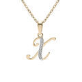 Collier en plaqu&eacute; or cha&icirc;ne avec pendentif initiale X oxydes blancs sertis 42+3cm