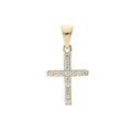 Pendentifs sur Artemare : Pendentif en plaqu&eacute; or croix fine avec oxydes blancs sertis