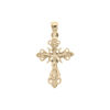Pendentif en plaqu&eacute; or croix Occitane finement ouvrag&eacute;e et perl&eacute;e sur les contours et J&eacute;sus Christ sur la croix