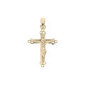 Pendentif en plaqu&eacute; or croix travaill&eacute;e avec J&eacute;sus Christ