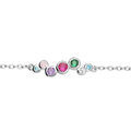Bracelet en argent rhodi&eacute; cha&icirc;ne avec oxydes sertis multicouleur 15+3cm