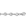 Bracelet en argent rhodi&eacute; navettes forme de coeurs avec oxydes blancs sertis 16+3cm