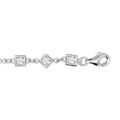Bracelet en argent rhodi&eacute; carres et losanges avec oxydes blancs sertis 16+3cm