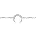 Bracelet en argent rhodi&eacute; cha&icirc;ne avec croissant de lune pav&eacute; d'oxydes blancs sertis 16+3cm