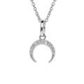 Collier en argent rhodi&eacute; cha&icirc;ne avec pendentif croissant de lune pav&eacute; d'oxydes blancs sertis 40+4cm Artemare