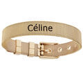 Bracelet en acier et PVD jaune maille milanaise forme boucle de ceinture 21cm r&eacute;glable Artemare