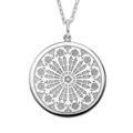 Collier en argent rhodi&eacute; cha&icirc;ne avec pendentif rosace de Strasbourg 40+5cm