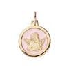Pendentif en plaqu&eacute; or Ange sur fond rose p&acirc;le