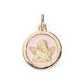 Pendentif en plaqu&eacute; or Ange sur fond rose p&acirc;le
