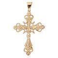 Pendentif en plaqu&eacute; or grosse croix stylis&eacute;e ajour&eacute;e Artemare