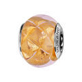 Charms Thabora en argent rhodi&eacute; verre de Murano dor&eacute; transparent et facett&eacute; Artemare