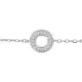 Bracelet en argent rhodi&eacute; cha&icirc;ne avec cercle oxydes blancs sertis 16+3cm