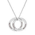 Collier en argent rhodi&eacute; cha&icirc;ne avec 2 anneaux fixes pr&eacute;noms &agrave; graver 40+5cm