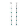 Boucles d'oreille sur Artemare : Boucles d'oreille en argent rhodi&eacute; cha&icirc;nette avec olives couleur bleu transparent et fermoir poussette